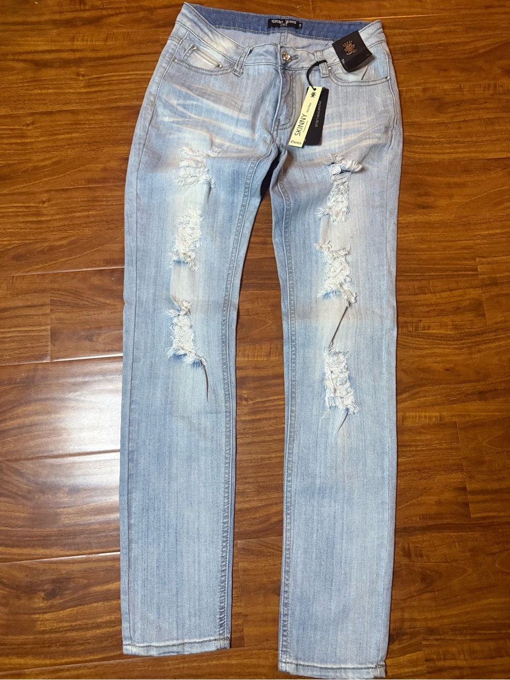 Encore Jeans Light Blue Distressed Skinny Jeans